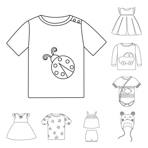 Objeto isolado de desgaste e logotipo da criança. Conjunto de desgaste e vestuário estoque vetor ilustração . — Vetor de Stock