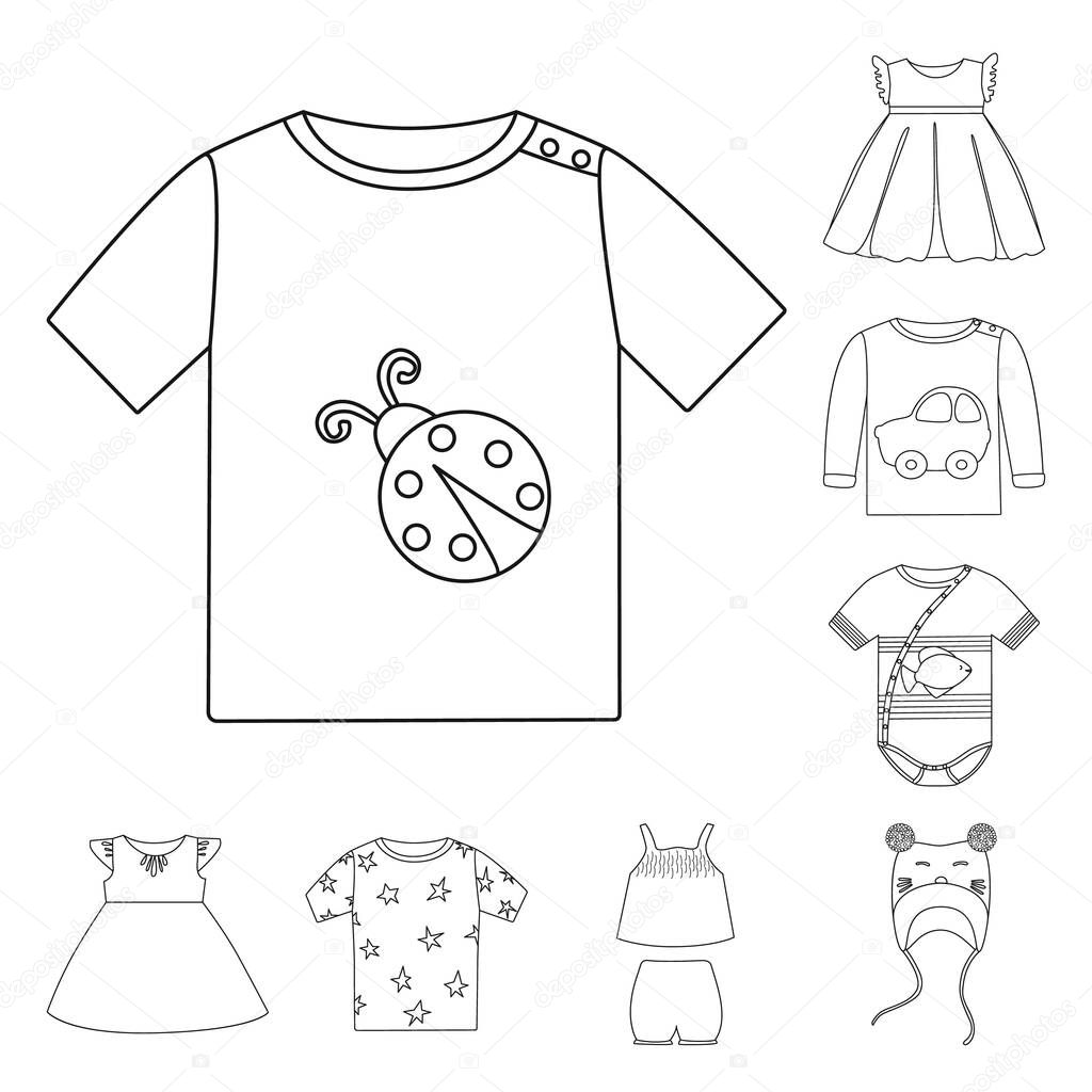 Isolated object of wear and child logo. Set of wear and apparel stock vector illustration.