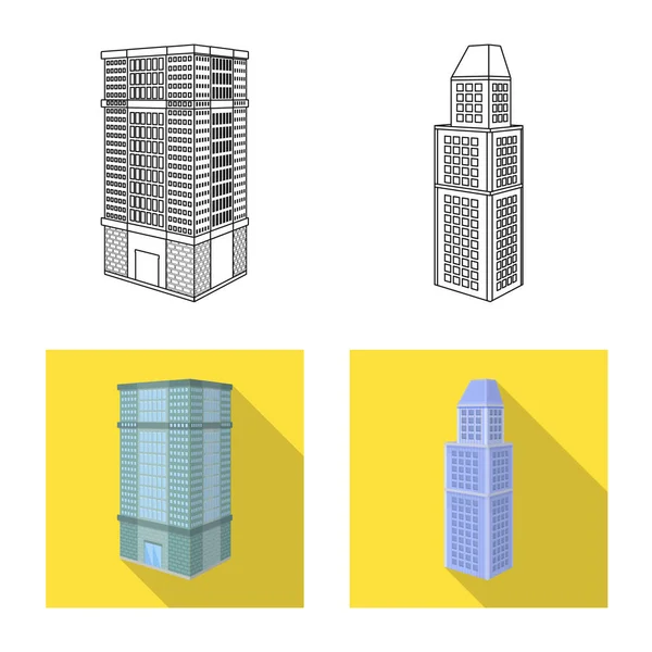 Oggetto isolato di costruzione e icona dell'edificio. Raccolta di icone vettoriali di costruzione e proprietà per magazzino . — Vettoriale Stock