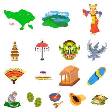 Bali ve Endonezya simgesinin izole nesnesi. Web için bali ve karayipler stok sembolü seti.