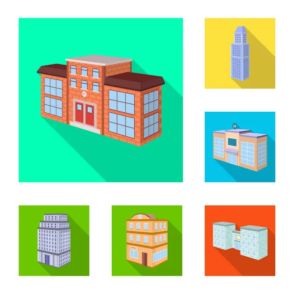 Geïsoleerde object van bouw en pictogram. Set bouw en landgoed aandelensymbool voor web. — Stockvector