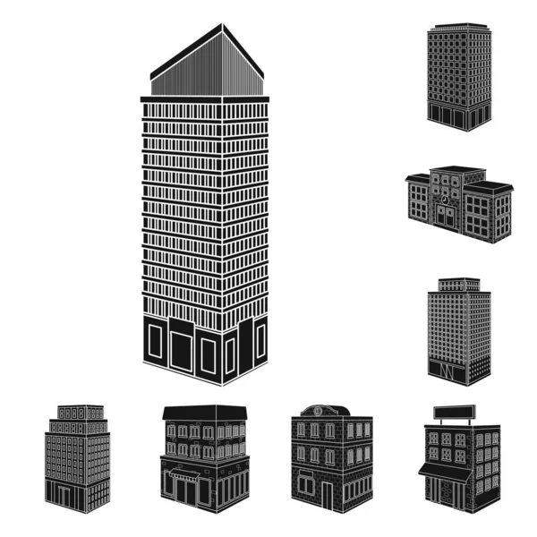 Progettazione vettoriale di architettura e cartello immobiliare. Raccolta di architettura e costruire icona vettoriale per magazzino . — Vettoriale Stock