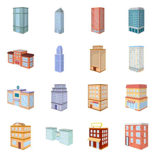 Vector design of city and build icon. Collection of city and apartment vector icon for stock. Royalty Free Stock Illustrations