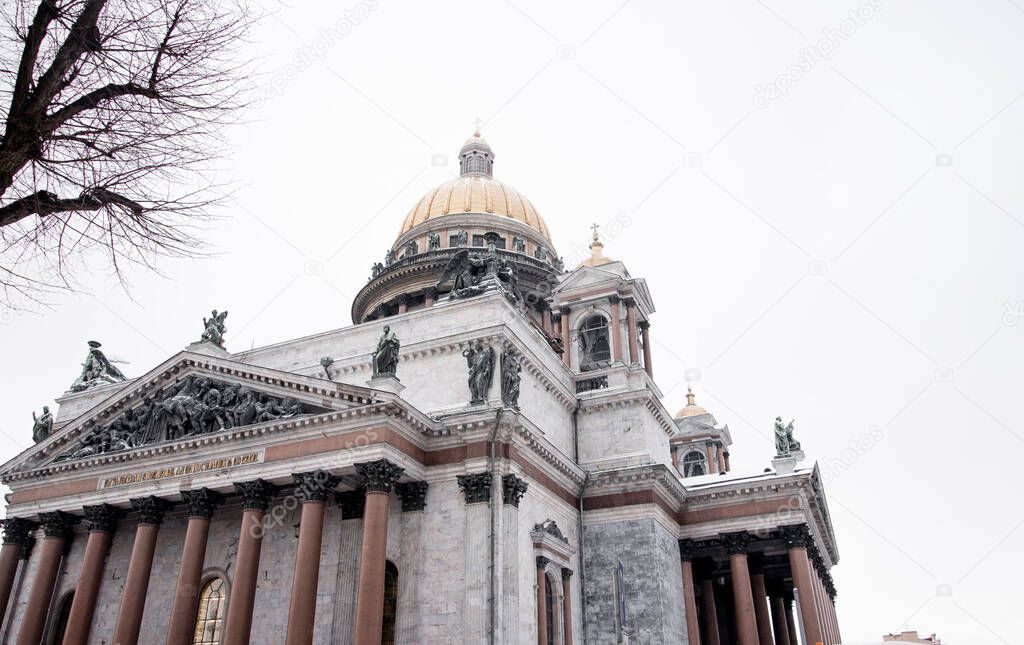 outside view St. Isaac's Cathedral St. Petersburg. The ancient cathedral. Christianity Religion