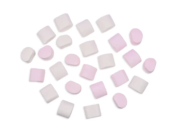 Marshmallows Geïsoleerd Witte Achtergrond Bovenaanzicht — Stockfoto
