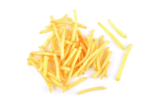 Franska Pommes Frites Isolerad Vit Bakgrund Ovanifrån — Stockfoto