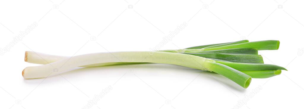Green japanese bunching onion isolated on white background.