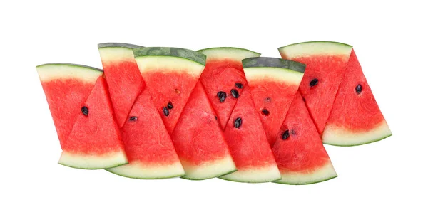 Scheiben Wassermelone Isoliert Auf Weißem Hintergrund Ansicht Von Oben — Stockfoto