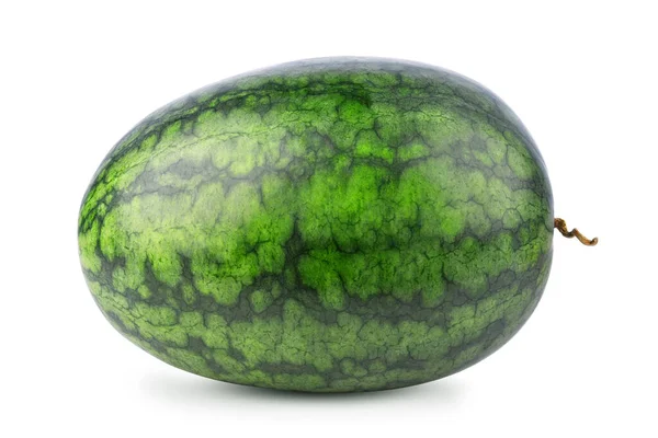 Einzelne Reife Wassermelone Isoliert Auf Weißem Hintergrund — Stockfoto