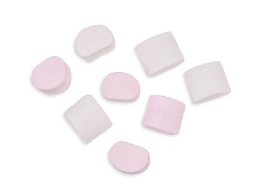 Beyaz arka planda izole edilmiş şekerlemeler. Üst görünüm