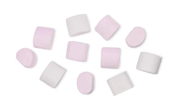 Marshmallows Isolado Fundo Branco Vista Superior — Fotografia de Stock