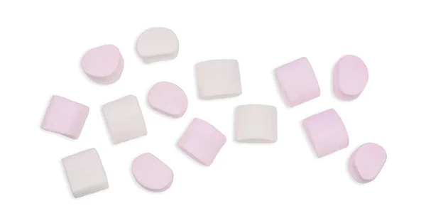 Marshmallows Isolado Fundo Branco Vista Superior — Fotografia de Stock