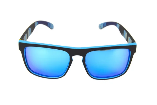 Gafas Sol Con Lentes Espejo Azul Aisladas Sobre Fondo Blanco — Foto de Stock