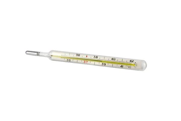 Medical Mercury Glass Thermometer Isolated White Background — Stock Photo, Image