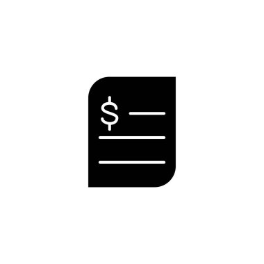 Beyaz arkaplanda siyah düz tasarım ile vergi fatura ikonu vektör tasarım şablonu