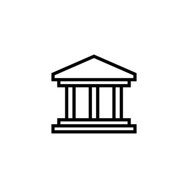 Bina sembolü, Banka simgesi vektör tasarım şablonu beyaz arkaplan üzerinde ana hat biçim tasarımı