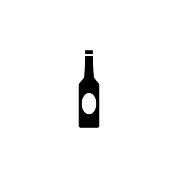 Beer Bottle Alcohol Drink Oncept Sign Black Flat Design White — 스톡 벡터