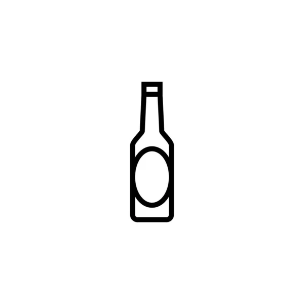 Beer Bottle Alcohol Drink Oncept Sign Outline Style White Background — 스톡 벡터