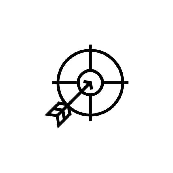 Objetivo Con Flechas Diseño Plano Negro Sobre Fondo Blanco Ilustración — Archivo Imágenes Vectoriales