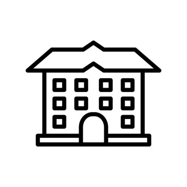 Beyaz arka planda ana hatlı lise binası