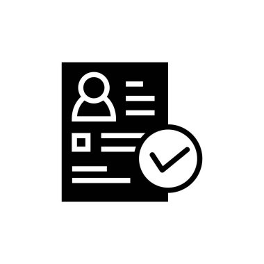 Beyaz zemin üzerinde siyah düz tasarım özgeçmiş tasarımı simgesi vektörü onaylandı