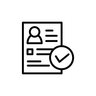 Onaylanmış özgeçmiş özet simgesi vektörü beyaz arkaplanda ana çizim biçimi