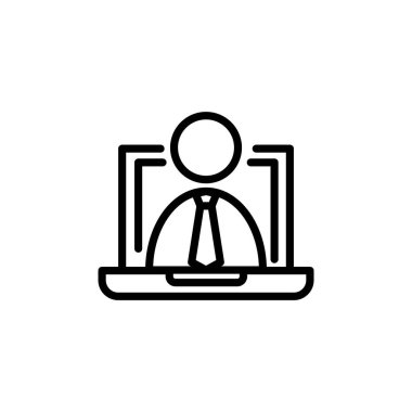 Beyaz arkaplandaki ana hatlı Webinar simgesini öğrenme işi