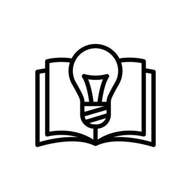 Beyaz arkaplanda özet biçiminde kitap ve ampul vektör simgesi