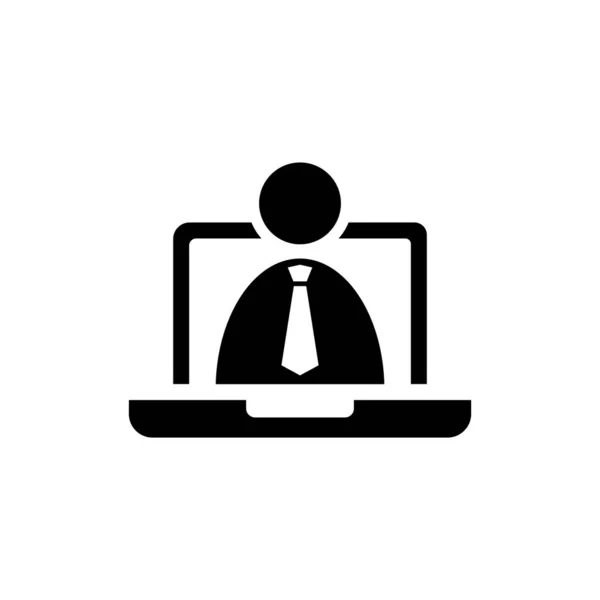 Siyah düz tasarımlı beyaz arka planda iş e- öğrenme webinar simgesi