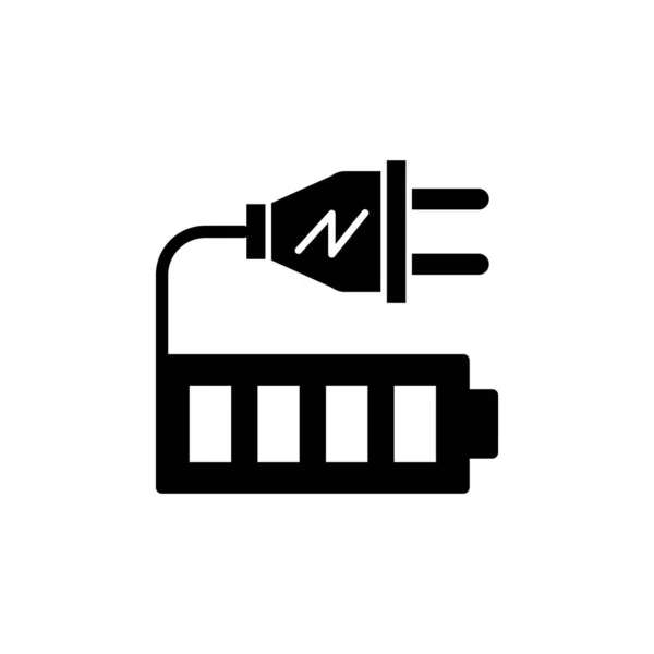 充电器图标在白色背景下的黑色平面设计中 充电器矢量器件被完全充电 — 图库矢量图片