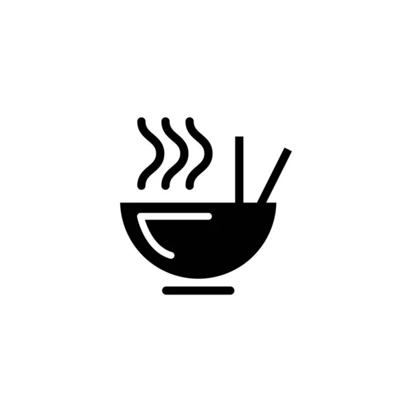 Icono Vector Comida Sopa Diseño Plano Negro Sobre Fondo Blanco — Vector de stock