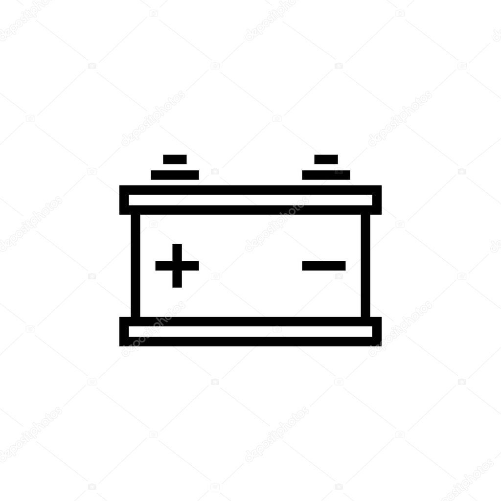 car battery icon vector in outline style on white background