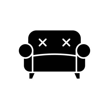 kanepe, kanepe ikon vektör işareti siyah düz tasarım beyaz arka plan