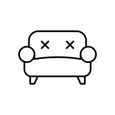 kanepe, kanepe simgesi vektör işareti beyaz arkaplan üzerinde ana hat tarzı