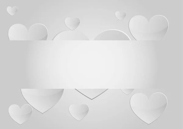 Vector corazón gris banner fondo — Archivo Imágenes Vectoriales