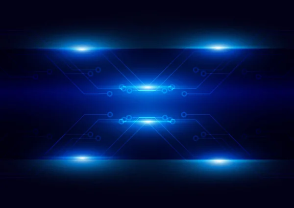 Abstrakte futuristische Schaltung mit Beleuchtungstechnik dunkelblau c — Stockvektor