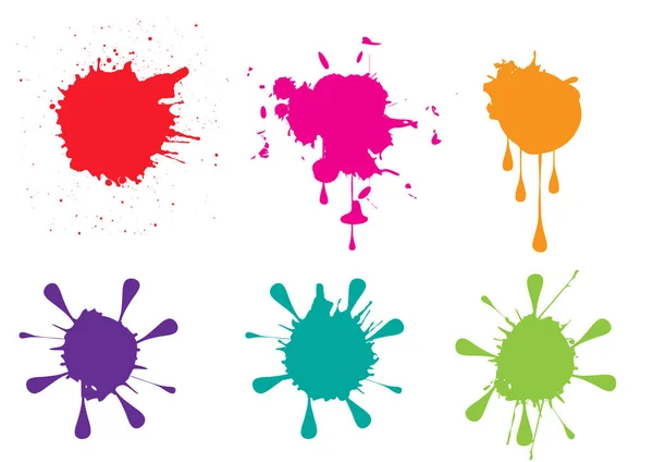 Πολύχρωμα χρώματα splatters σετ εικονογράφηση διάνυσμα — Διανυσματικό Αρχείο
