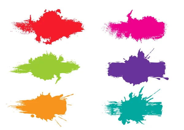 Διάνυσμα πιτσιλίσματα πολύχρωμα χρώματα. Splashe σετ χρωμάτων. Διάνυσμα έργα — Διανυσματικό Αρχείο