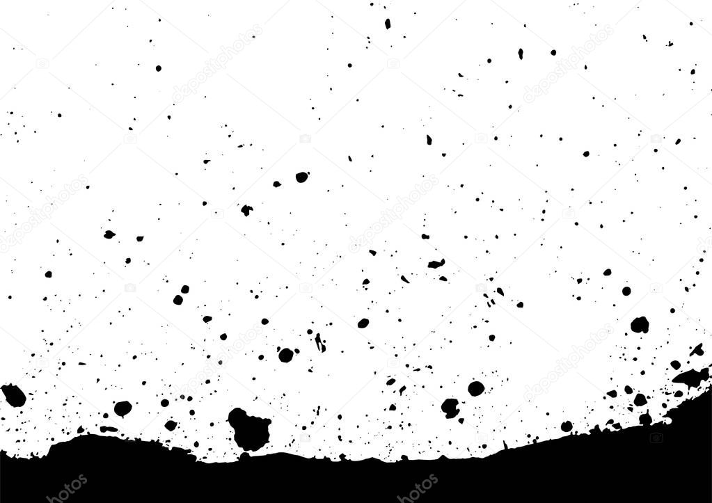 abstract splatter Black color  background isolated on white.