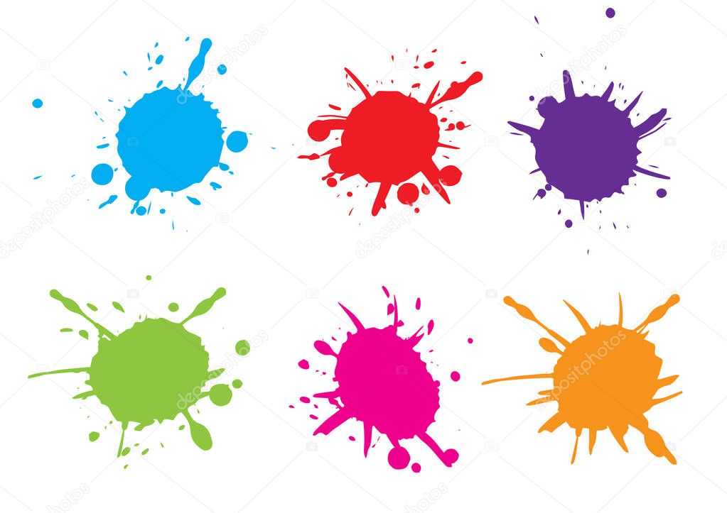 Vector Colorful paint splatter.Paint splash set.Vector illustrat