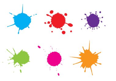 Vektör renk boya splatter.splash ayarlayın. Vektör çizim. mavi