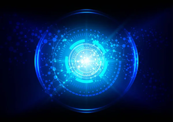 Abstrakte Technologie Mesh mit Kreis und blauem Licht Hintergrund. — Stockvektor