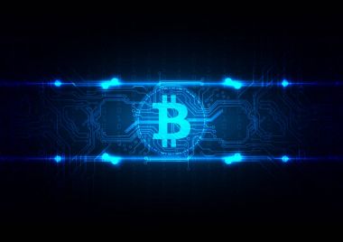 Soyut devre Bitcoin teknoloji arka plan illüstrasyon vec