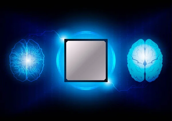 Cerebro con fondo de tecnología de circuito. Concepto digital. illus — Vector de stock