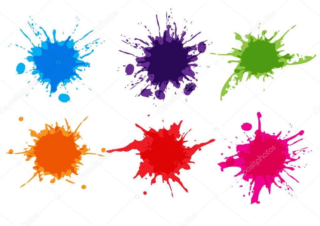 vector colorful paint splatter.Paint splashe set.Vector illustra