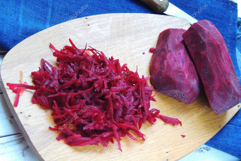 Beets grated on a grater