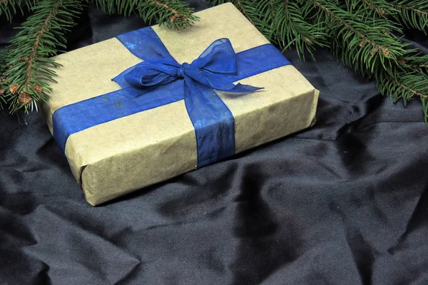 Christmas gift box with decoration — Stock Photo, Image