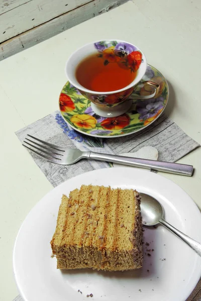 Торт и чай — стоковое фото
