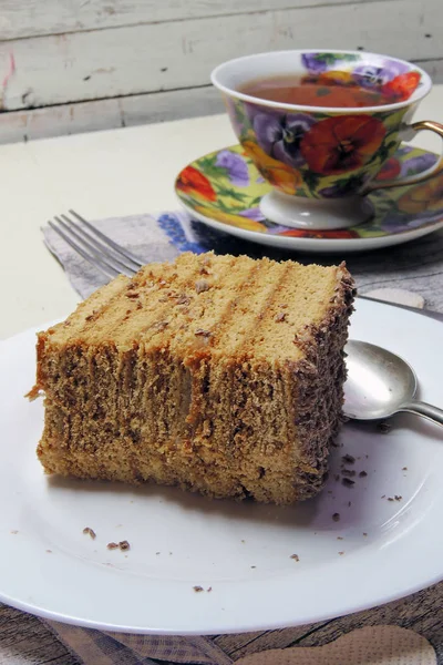 Kuchen und Tee — Stockfoto