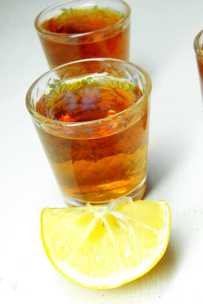 Brandy and lemon — Stock Photo, Image